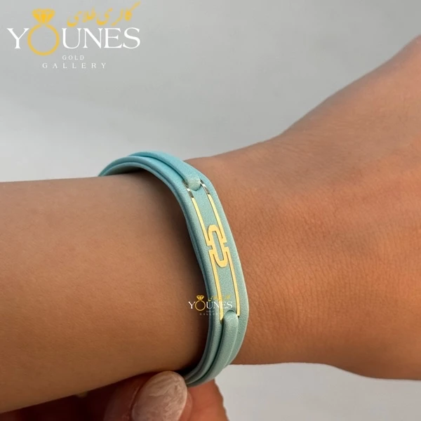 دستبند طلا زنانه چرم مستطیل مینیمال L446